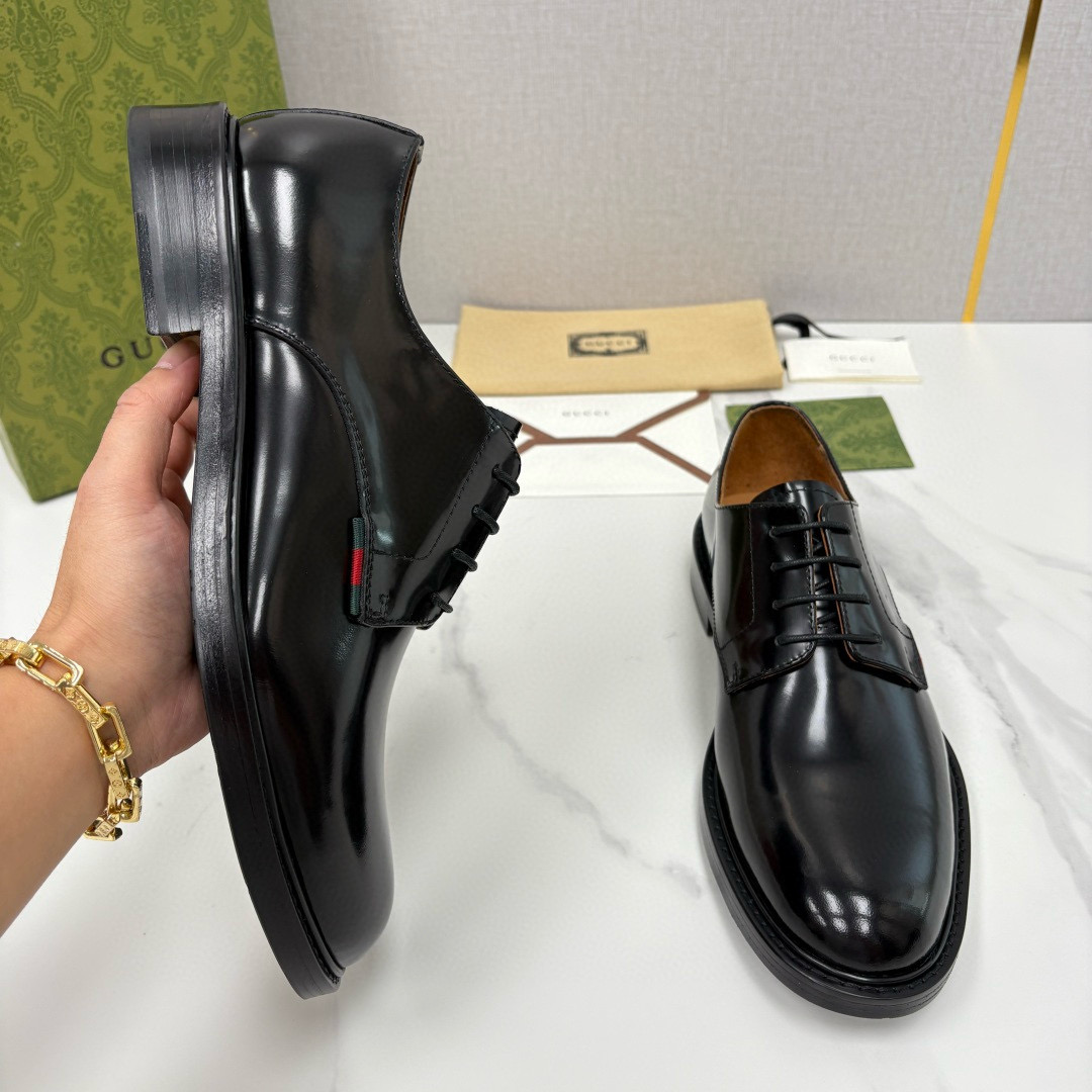 GUCCI 구찌 남성 블랙 레더 더비 드레스 슈즈 5