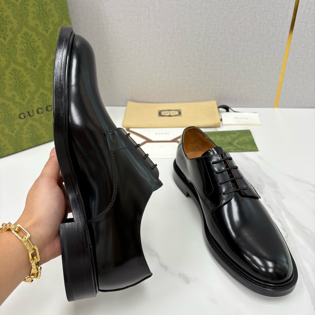 GUCCI 구찌 남성 블랙 레더 더비 드레스 슈즈 7