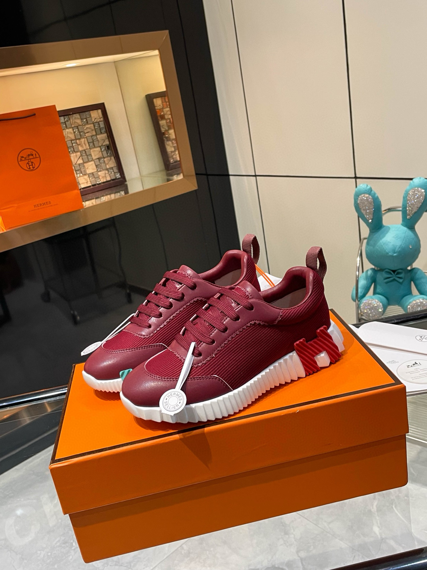 HERMES 에르메스 바운싱 핑크 스니커즈 7