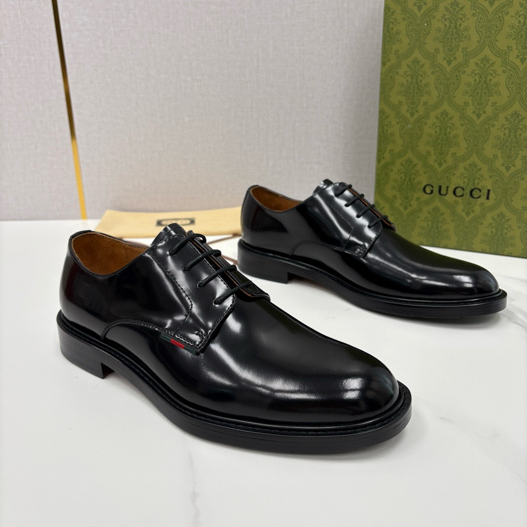 GUCCI 구찌 남성 블랙 레더 더비 드레스 슈즈 3
