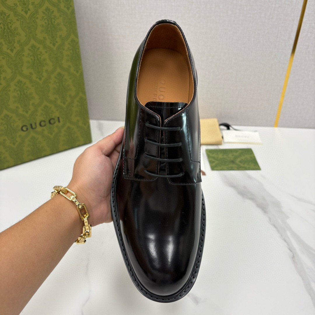 GUCCI 구찌 남성 블랙 레더 더비 드레스 슈즈 6