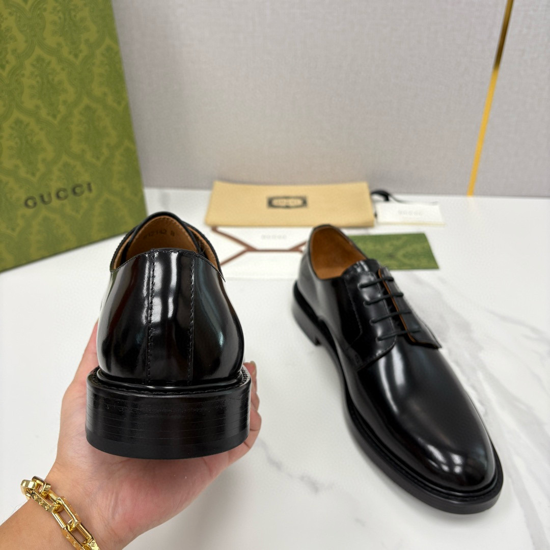 GUCCI 구찌 남성 블랙 레더 더비 드레스 슈즈 8