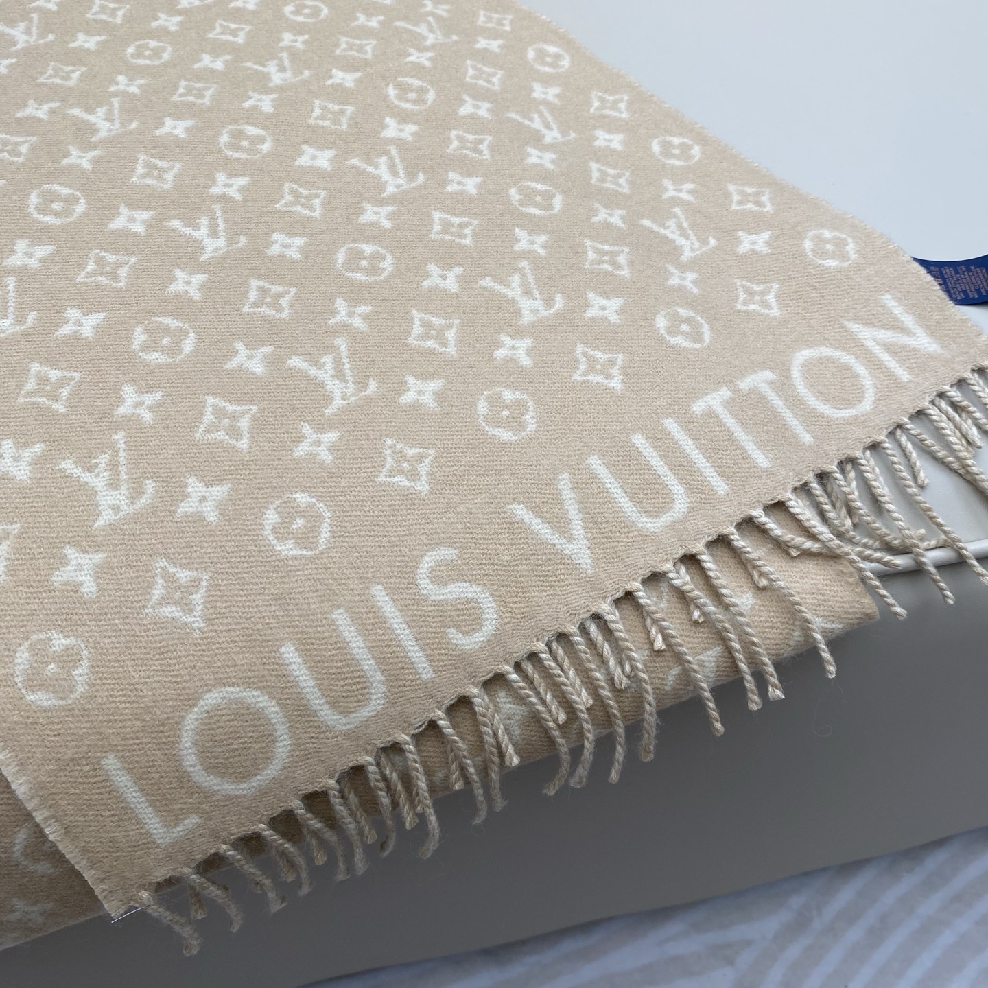 LOUIS VUITTON 루이비통 모노그램 머플러 베이지 7