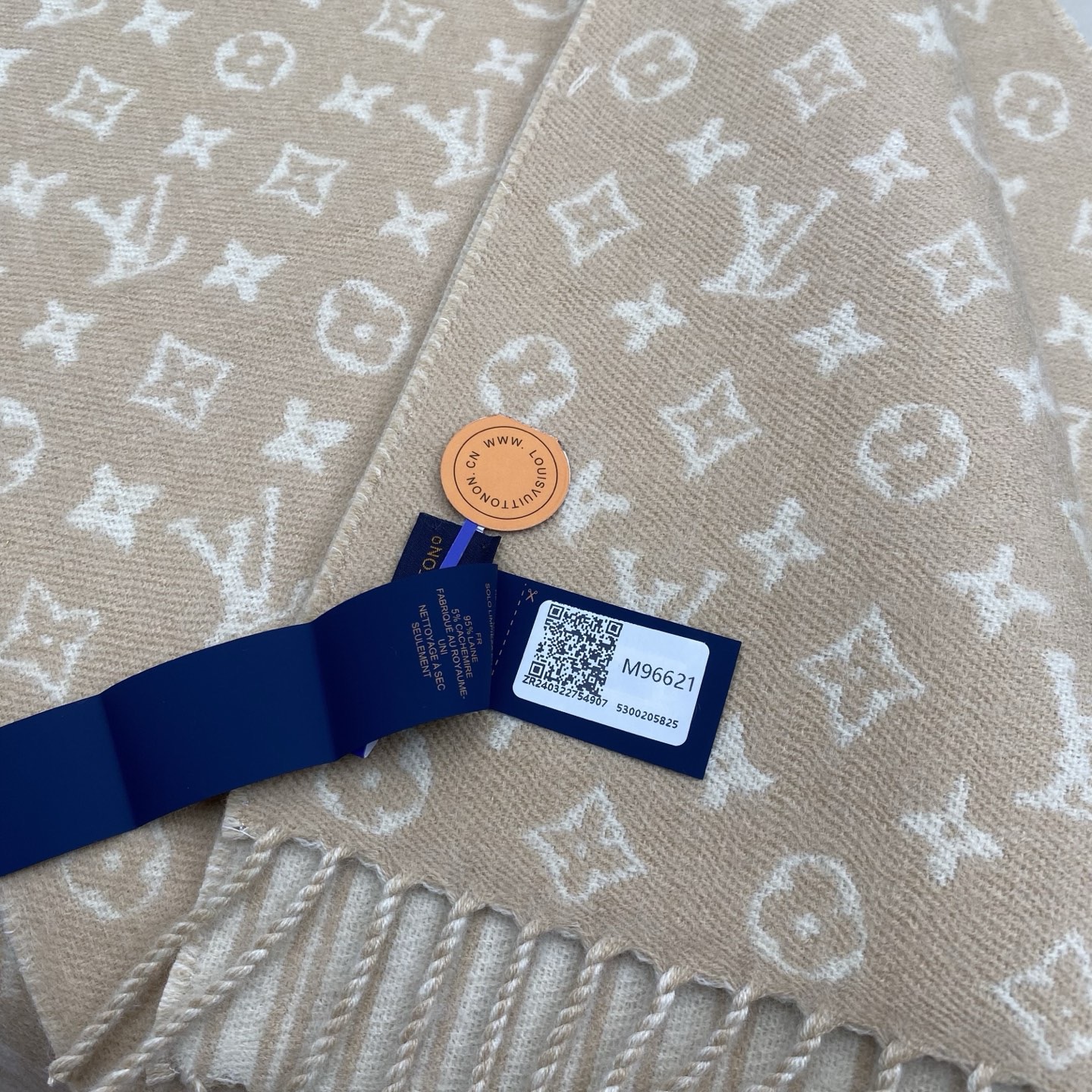 LOUIS VUITTON 루이비통 모노그램 머플러 베이지 8