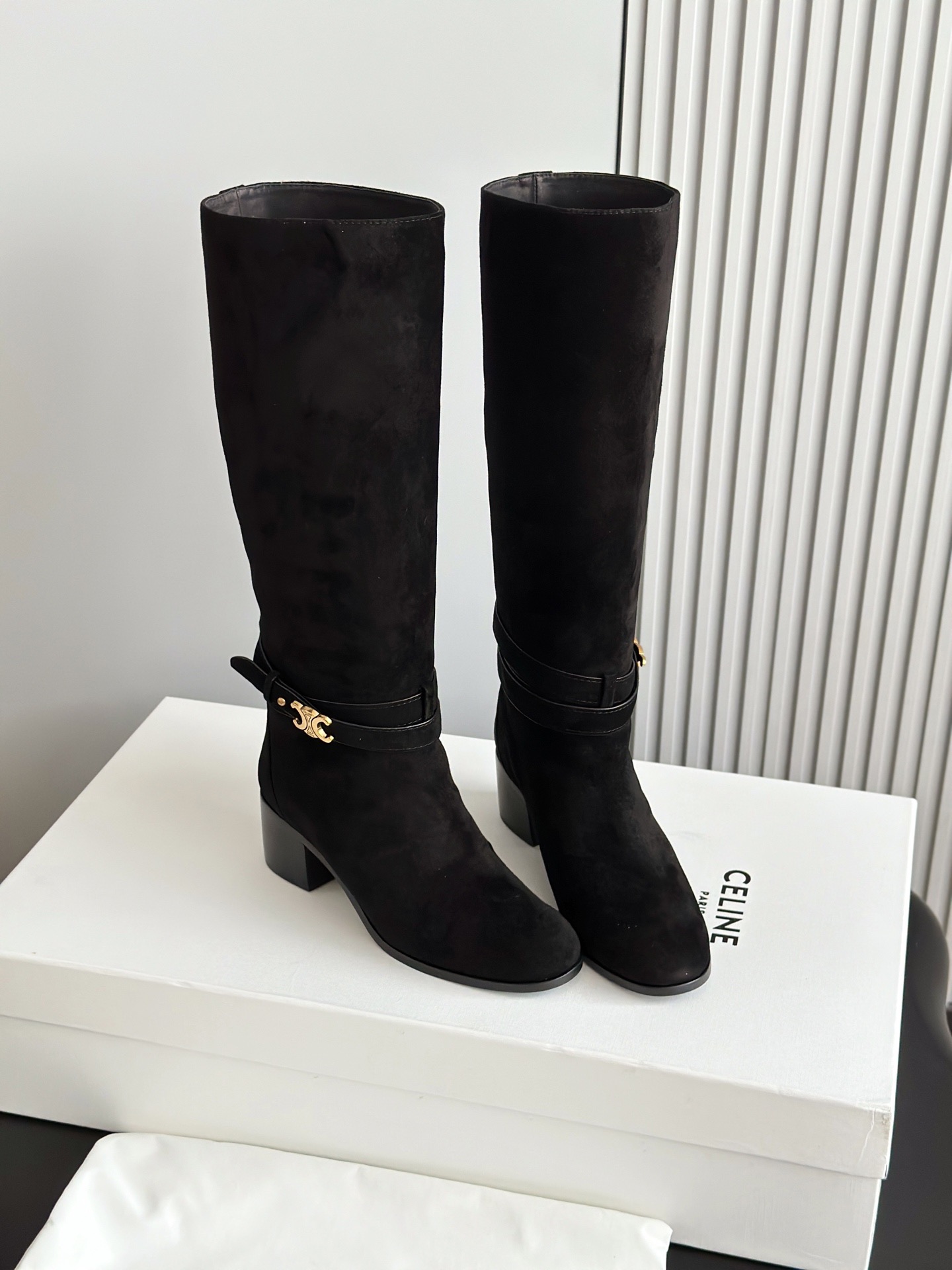 CELINE 셀린느 스웨이드 롱부츠 블랙 5