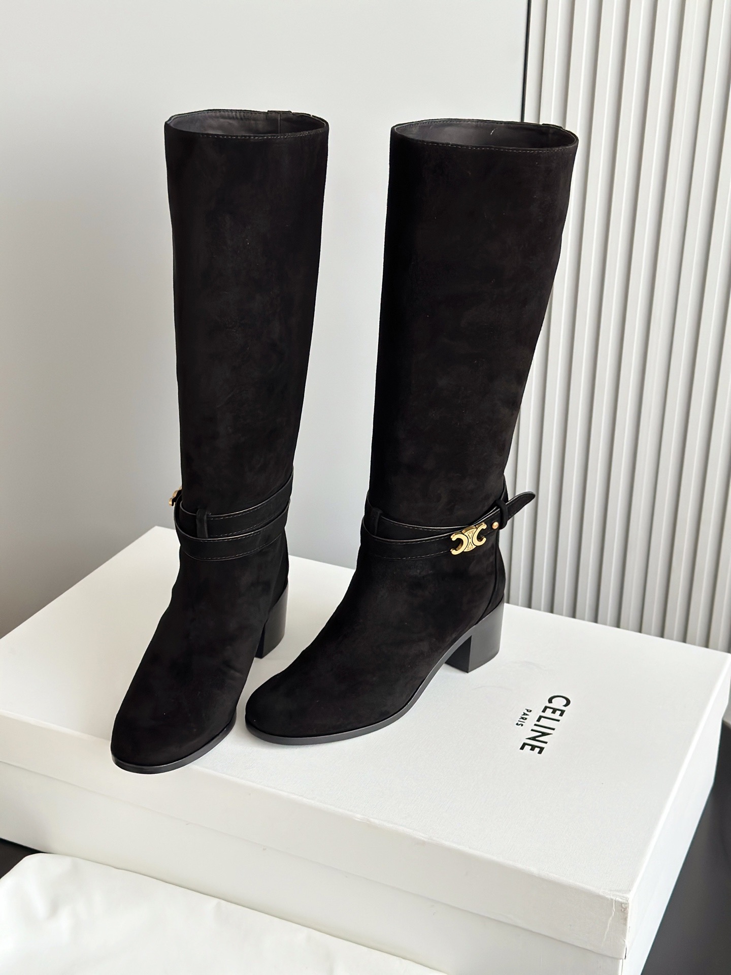 CELINE 셀린느 스웨이드 롱부츠 블랙 6