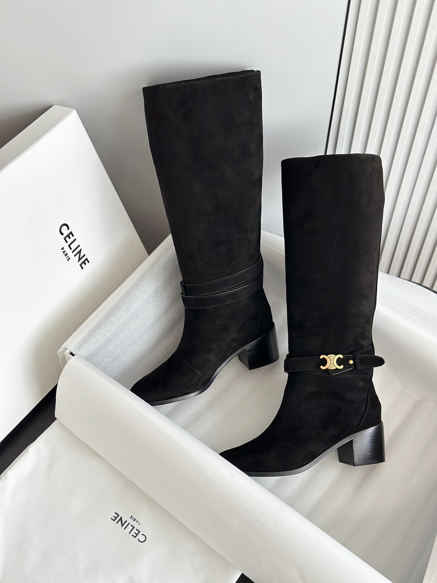 CELINE 셀린느 스웨이드 롱부츠 블랙 8