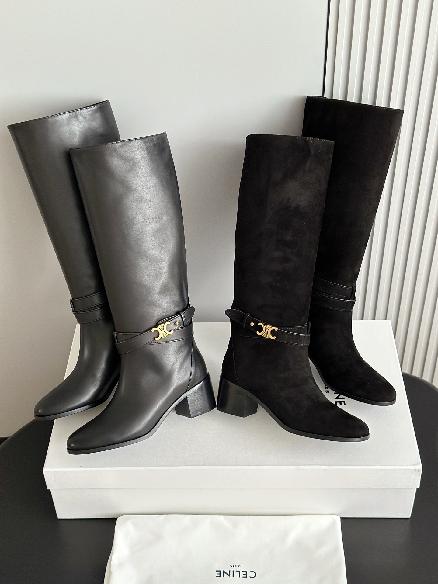CELINE 셀린느 스웨이드 롱부츠 블랙 13
