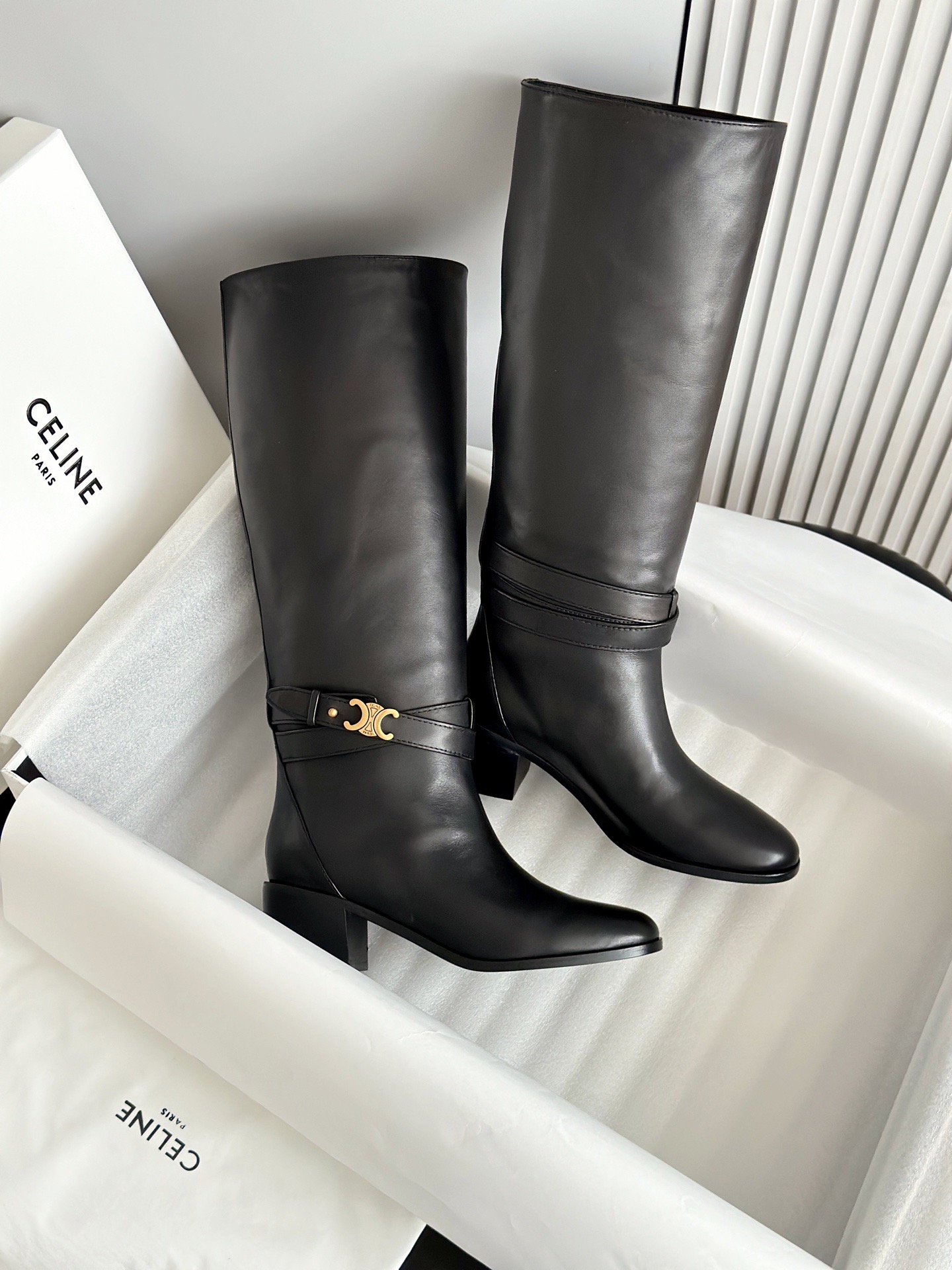 CELINE 셀린느 스웨이드 롱부츠 블랙 9