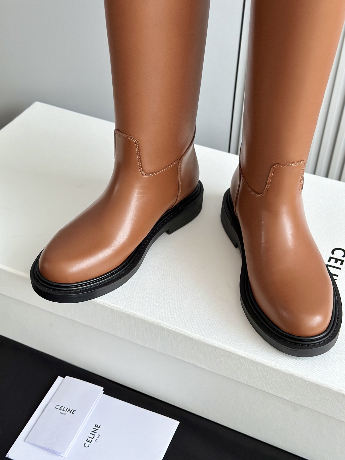 CELINE 셀린 라이딩 부츠 브라운 5