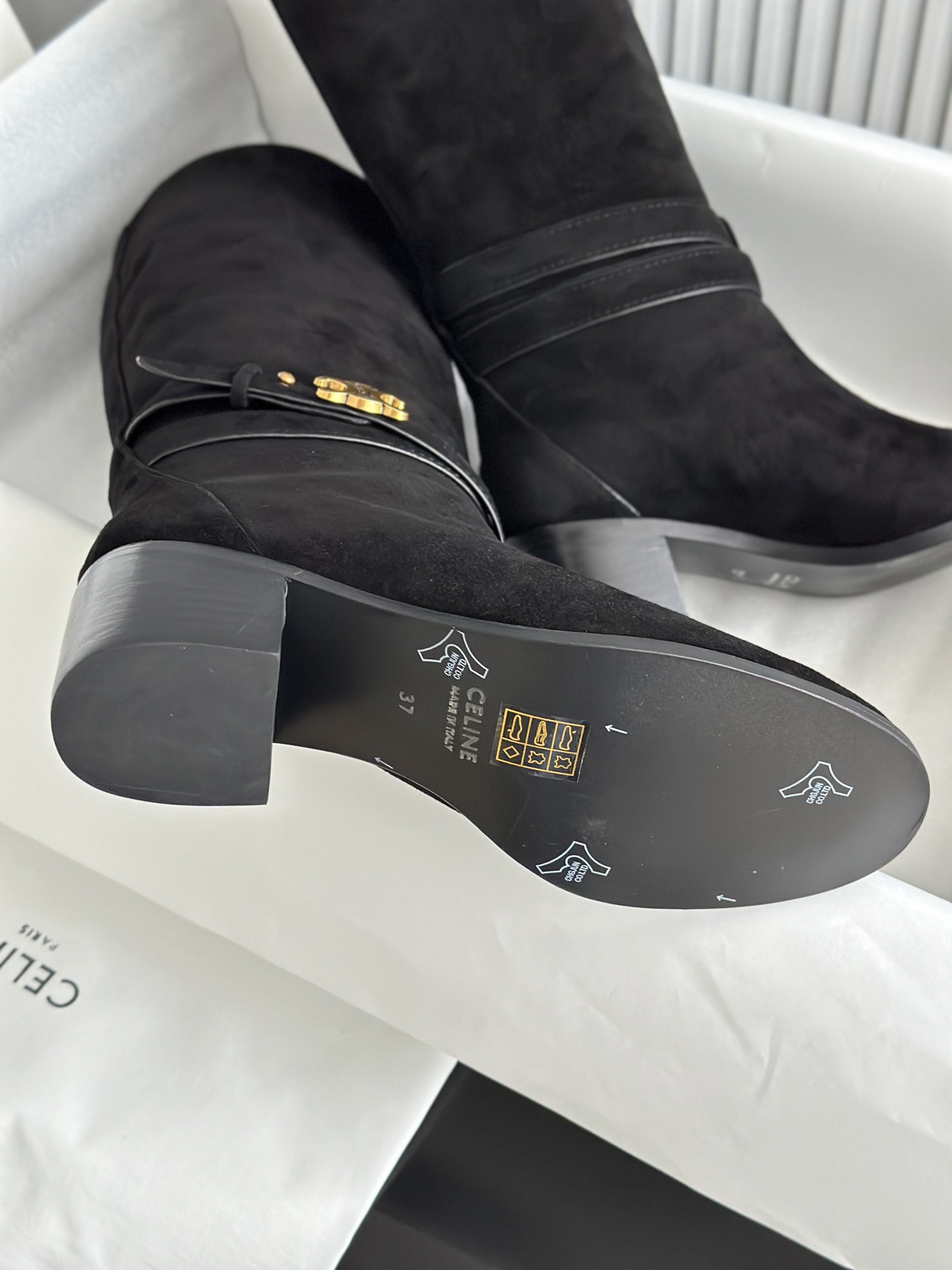 CELINE 셀린느 스웨이드 롱부츠 블랙 12