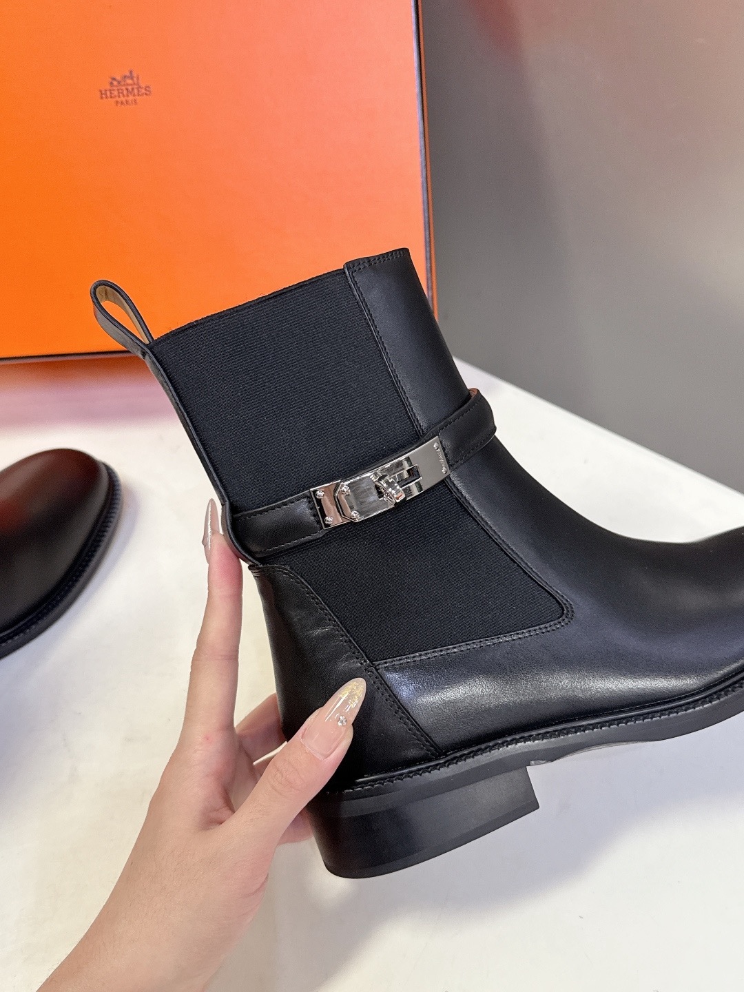 HERMES 에르메스 롱 부츠 블랙 9