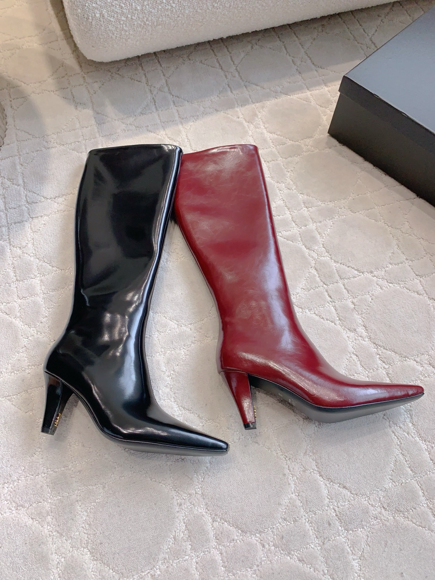 YSL 생로랑 하이힐 롱부츠 레드 1