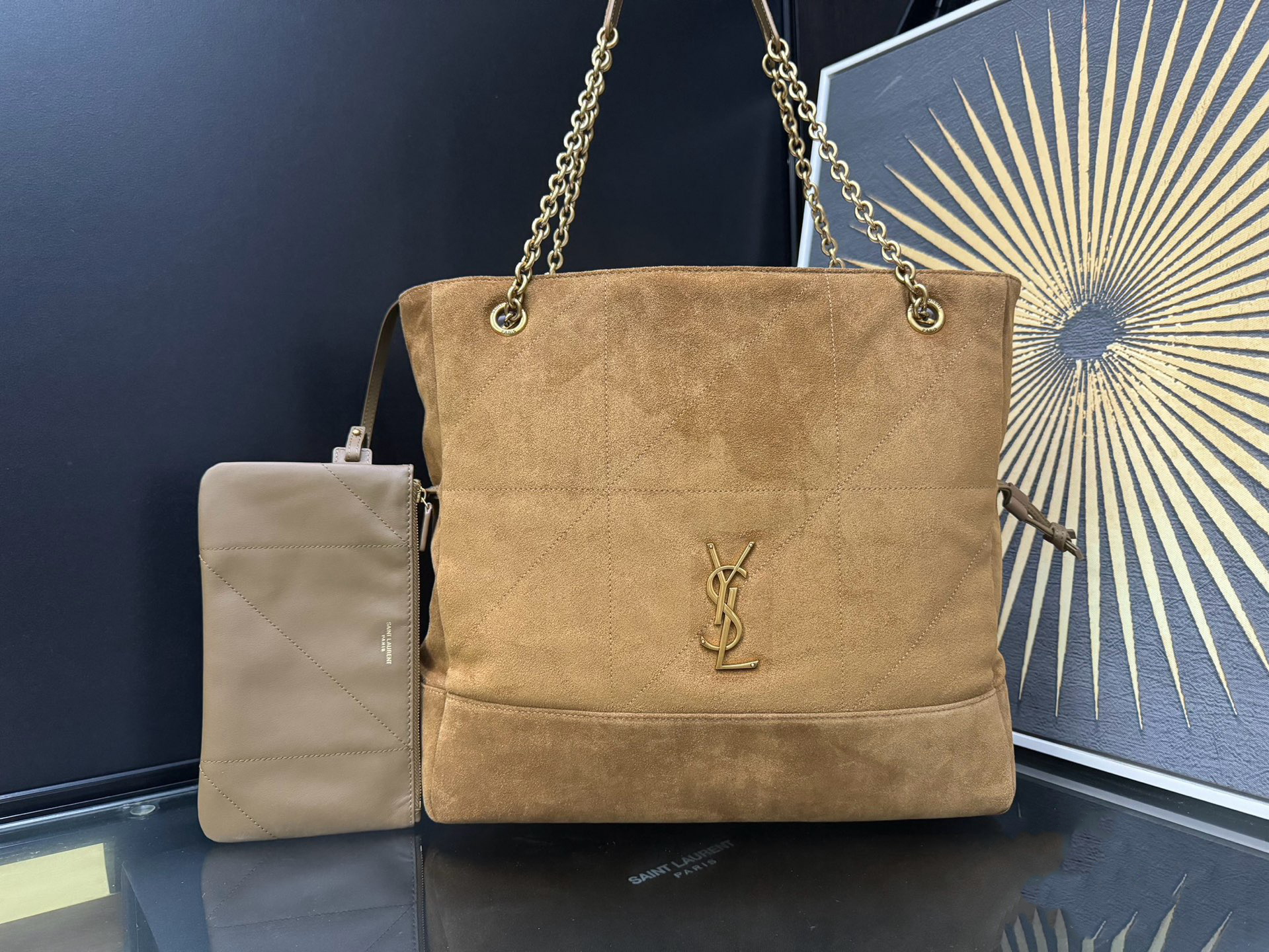 Saint Laurent 생로랑 제이미 4.3 라지 포숑 스웨이드 토트백 809824 1