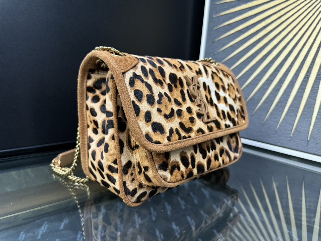 SAINT LAURENT 생로랑 니키 미디엄 레오파드 헤어카프 체인백 5