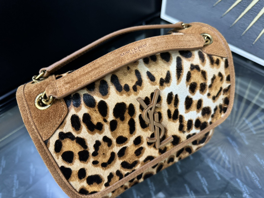 SAINT LAURENT 생로랑 니키 미디엄 레오파드 헤어카프 체인백 7