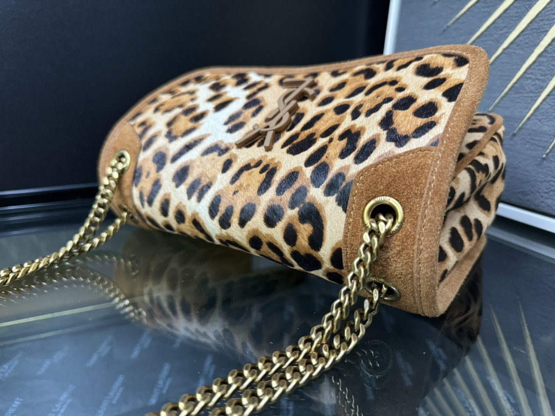 SAINT LAURENT 생로랑 니키 미디엄 레오파드 헤어카프 체인백 11