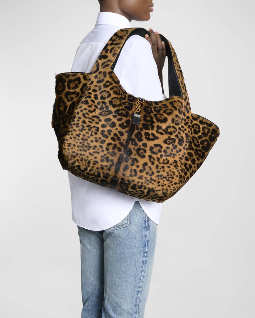 SAINT LAURENT 생로랑 베아 레오파드 헤어카프 쇼핑 토트 호보백 763435 7