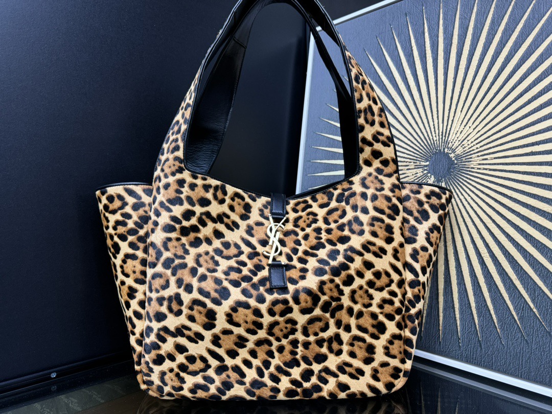 SAINT LAURENT 생로랑 베아 레오파드 헤어카프 쇼핑 토트 호보백 763435 11