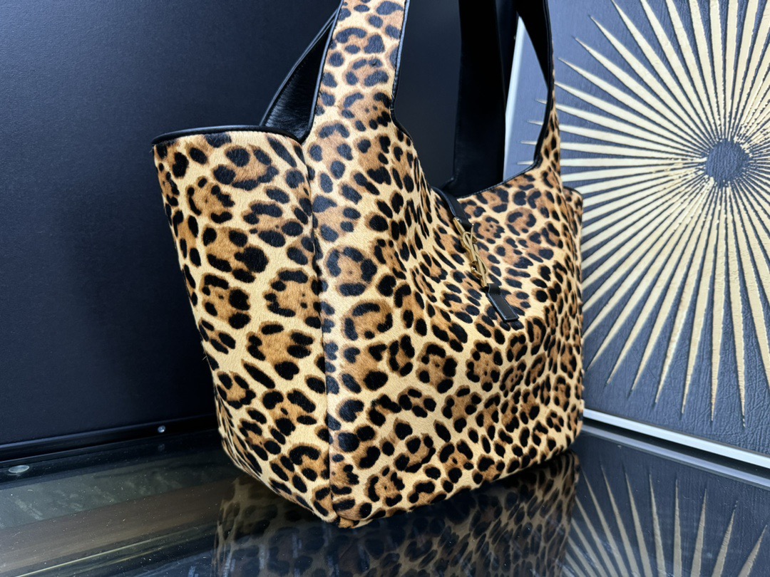 SAINT LAURENT 생로랑 베아 레오파드 헤어카프 쇼핑 토트 호보백 763435 12