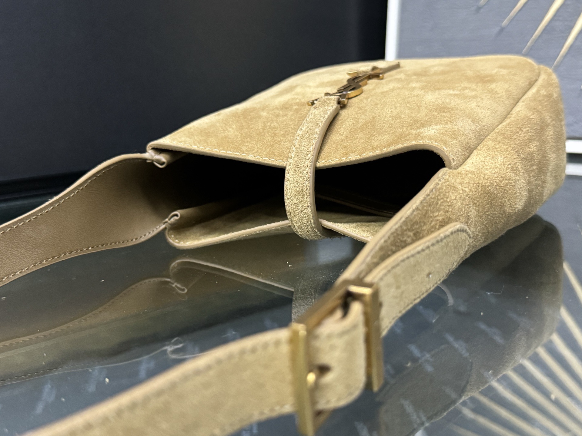 Saint Laurent 생로랑 르 5아7 미니 소프트 스웨이드 호보백 7