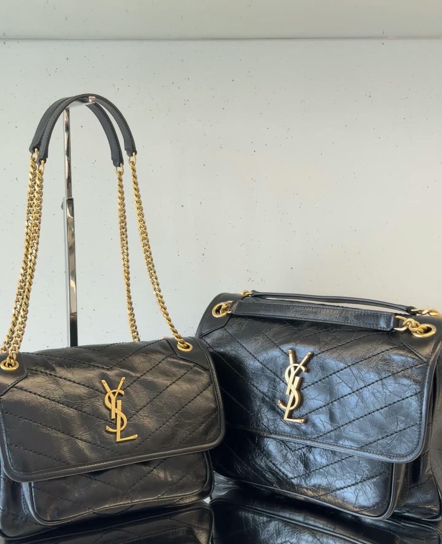 SAINT LAURENT 생로랑 니키 미디엄 크링클 빈티지 레더 숄더백 1