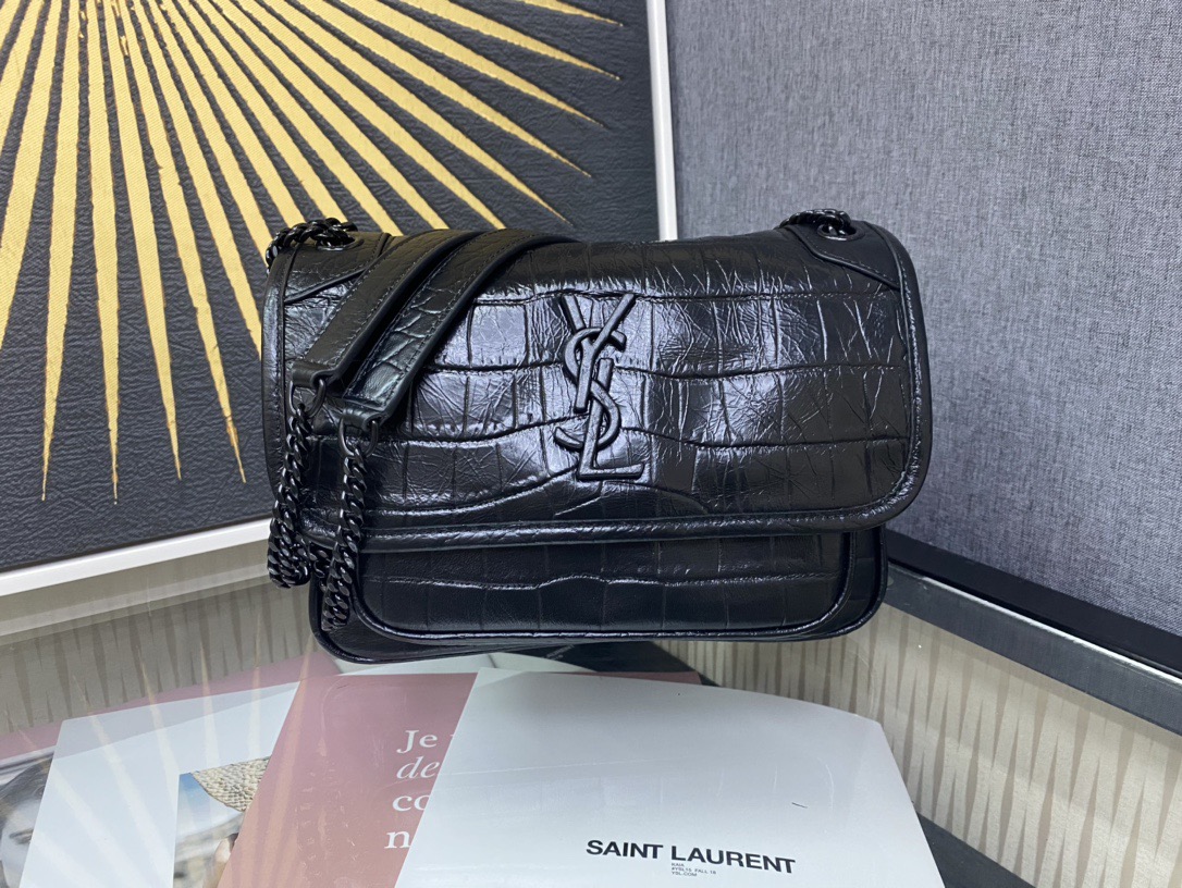 Saint Laurent Niki Medium 생로랑 니키 미디엄 크로커다일 엠보스드 백 4