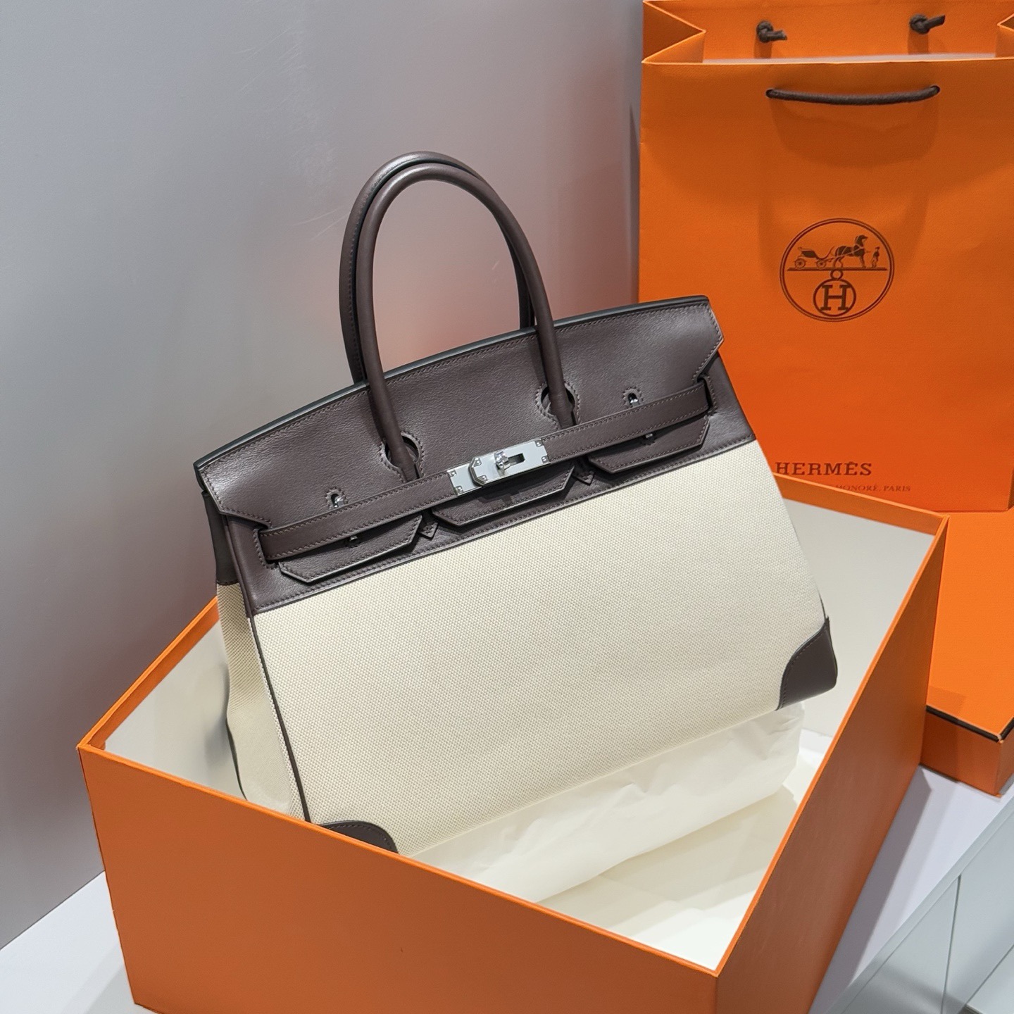 Hermès Birkin 35 에르메스 버킨 35 토일 캔버스 & 스위프트 가죽 7