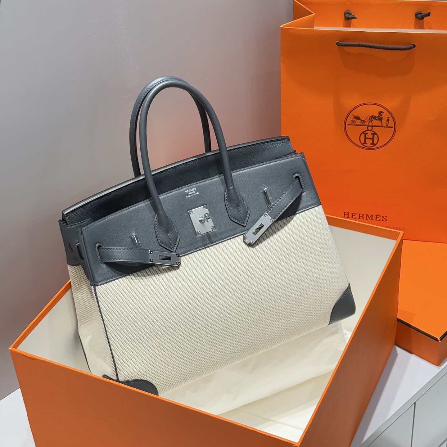 Hermès Birkin 35 에르메스 버킨 35 토일 캔버스 & 스위프트 가죽 7