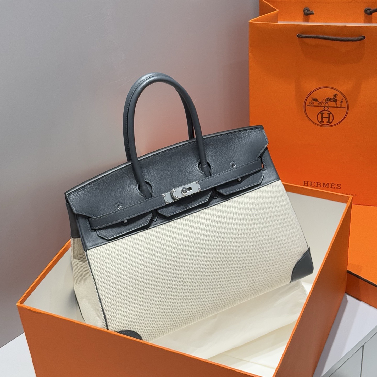 Hermès Birkin 35 에르메스 버킨 35 토일 캔버스 & 스위프트 가죽 15