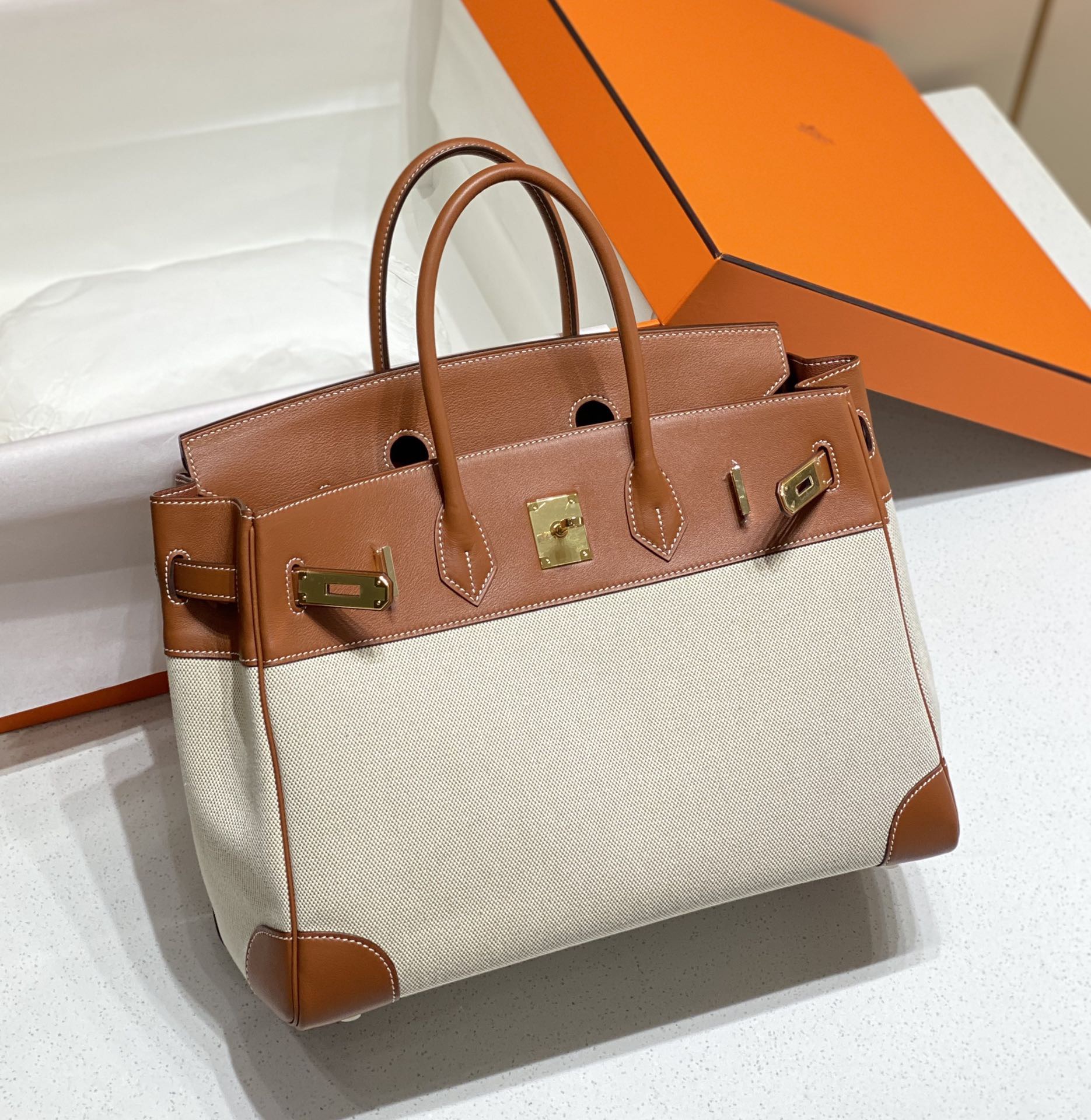 Hermès Birkin 35 에르메스 버킨 35 토일 캔버스 & 스위프트 가죽 9