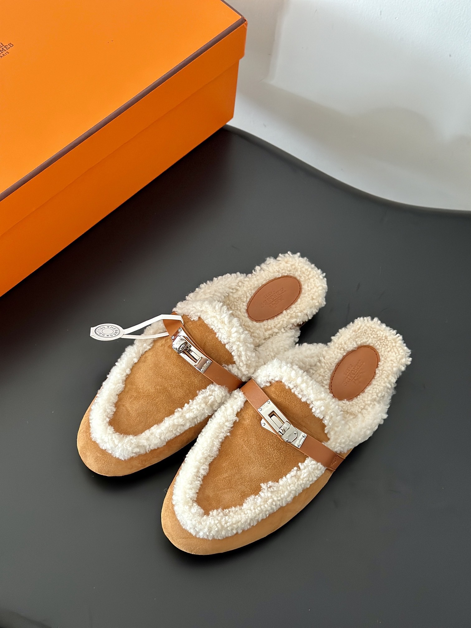 Hermes 에르메스 켈리 퍼 뮬 슬리퍼 5