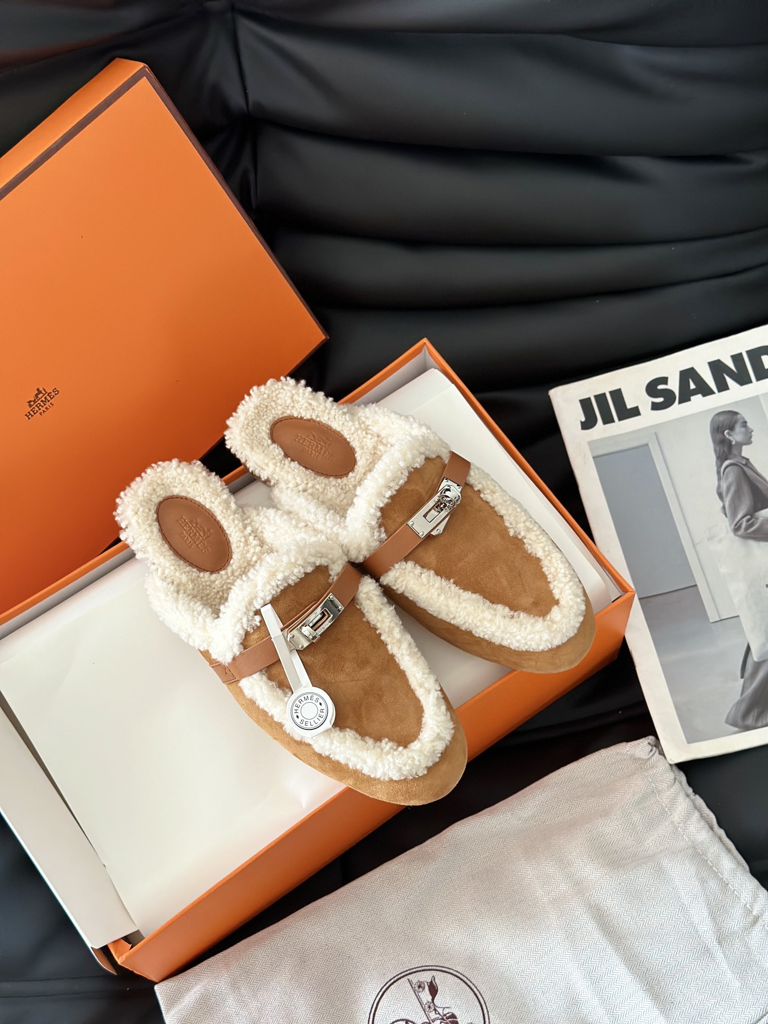 Hermes 에르메스 켈리 퍼 뮬 슬리퍼 10