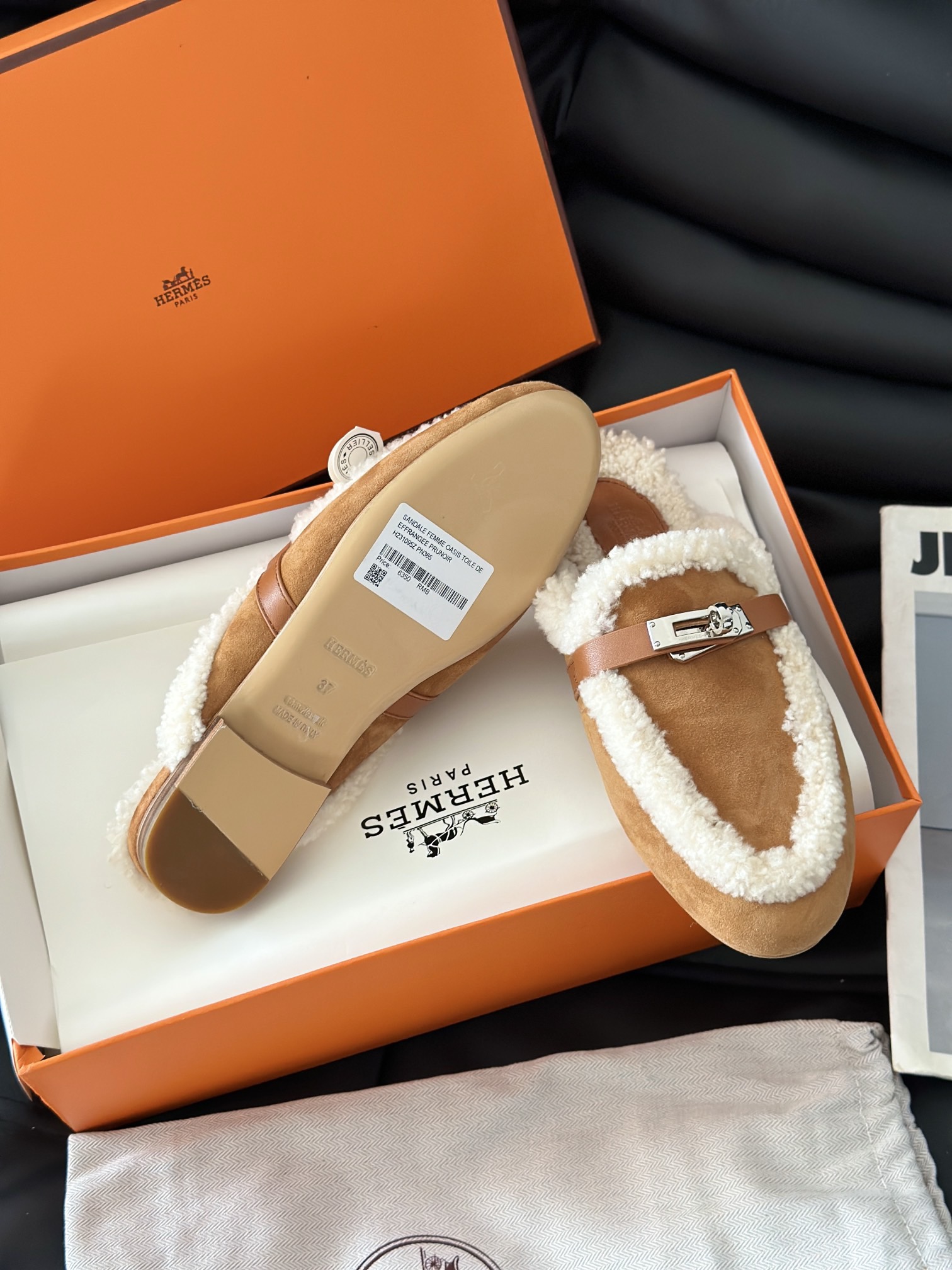 Hermes 에르메스 켈리 퍼 뮬 슬리퍼 11