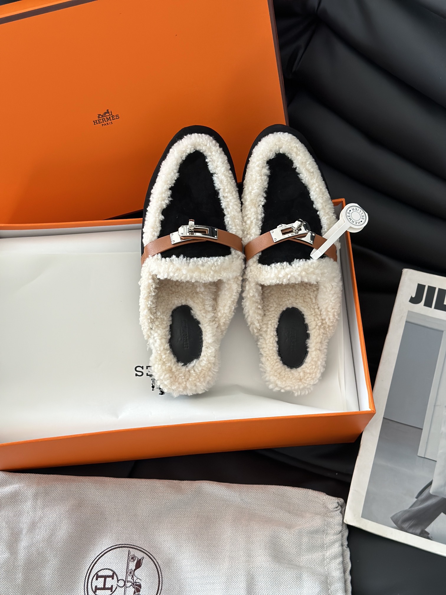 Hermes 에르메스 켈리 퍼 뮬 슬리퍼 7