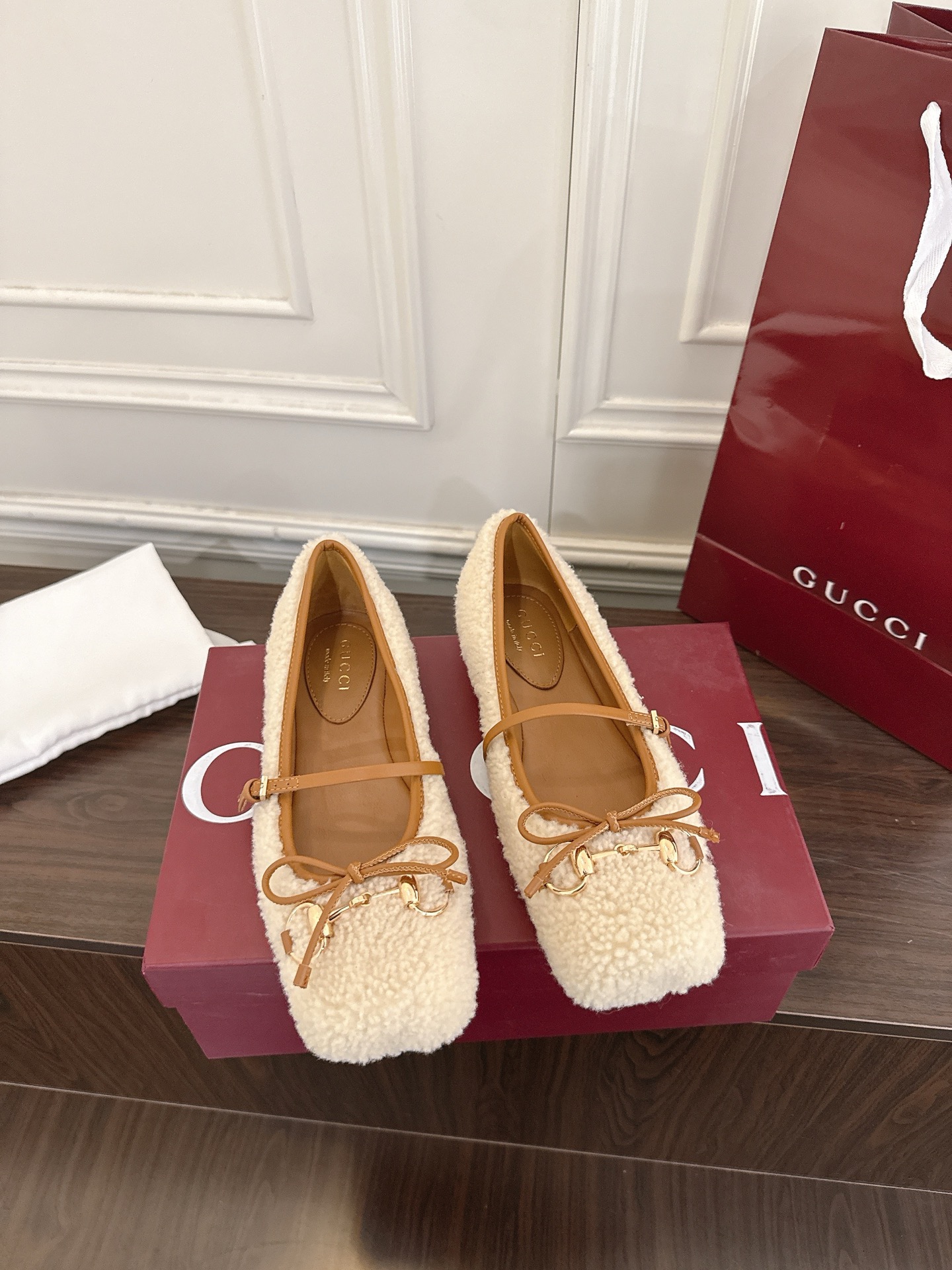 Gucci 구찌 홀스빗 시어링 발레리나 플랫 4