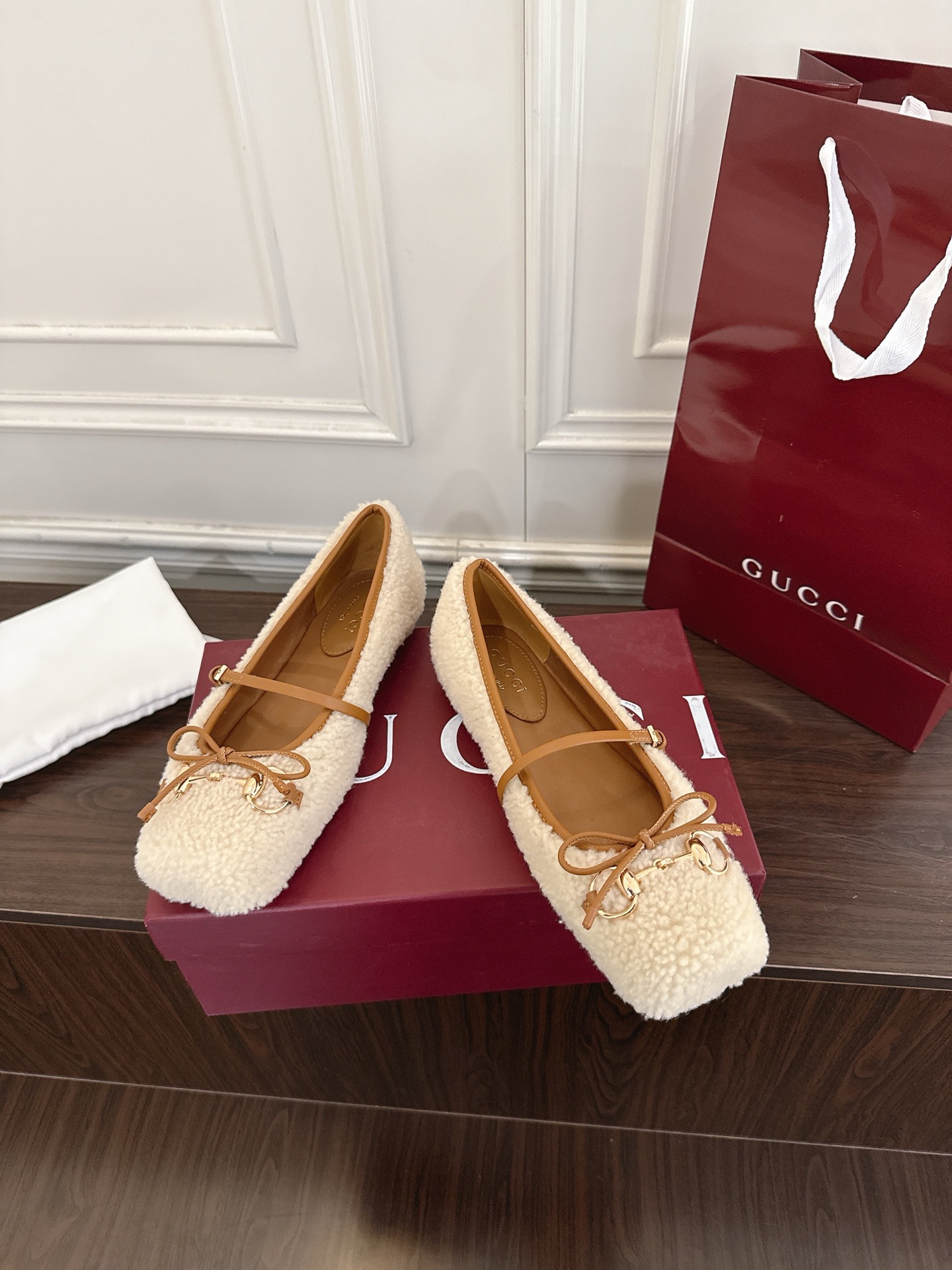 Gucci 구찌 홀스빗 시어링 발레리나 플랫 6