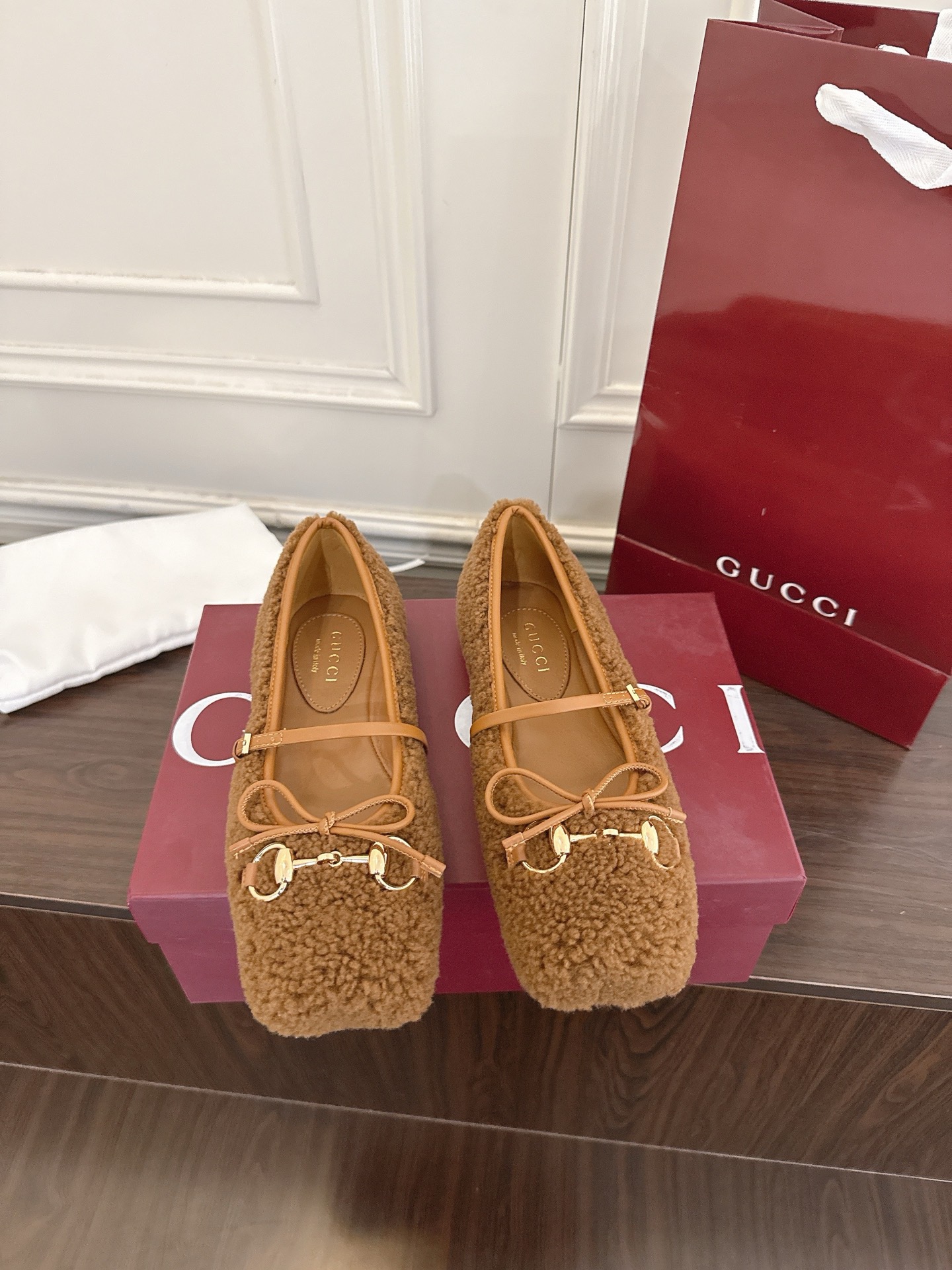 Gucci 구찌 홀스빗 시어링 발레리나 플랫 6