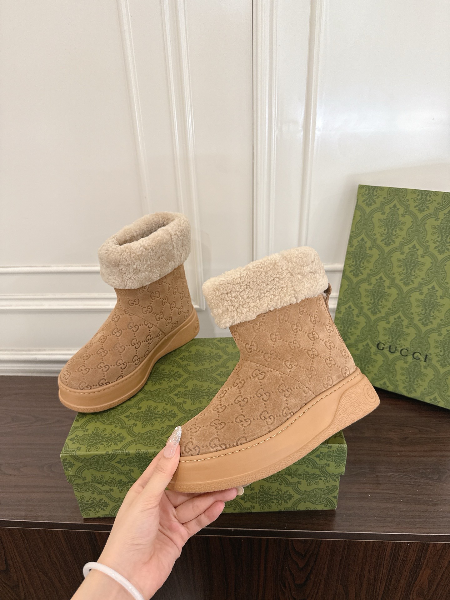 Gucci 구찌 GG 셰어링 안감 스웨이드 스노우 부츠 4