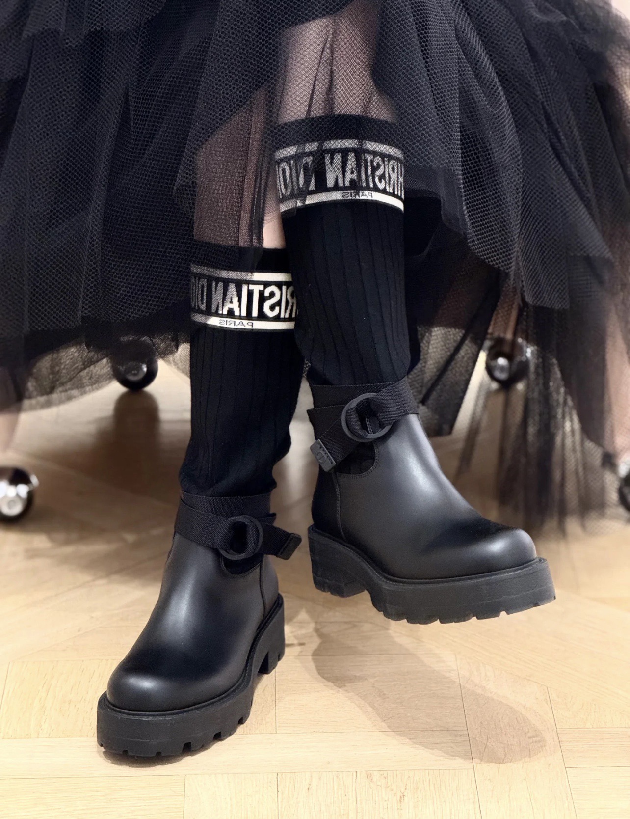 Dior 디올 로고 니트 삭스 레더 롱부츠 2