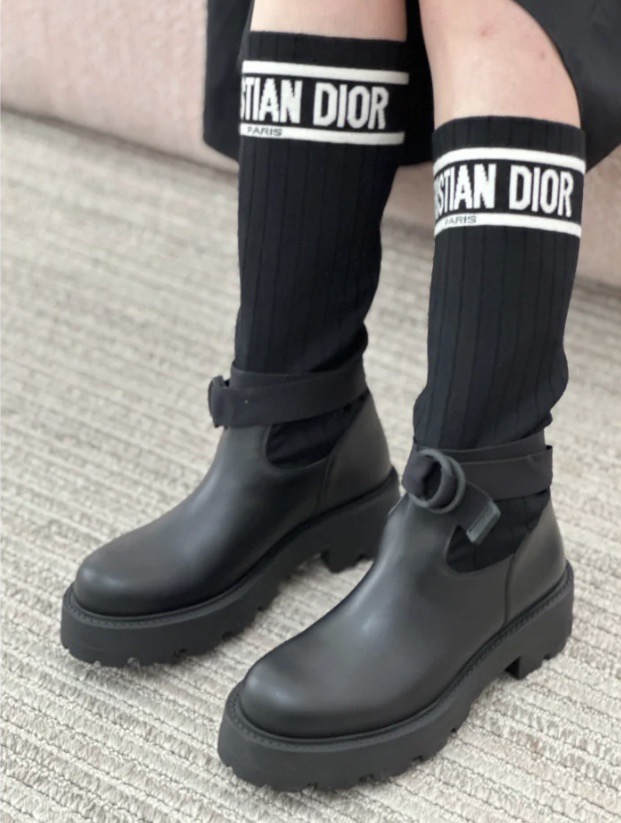 Dior 디올 로고 니트 삭스 레더 롱부츠 3