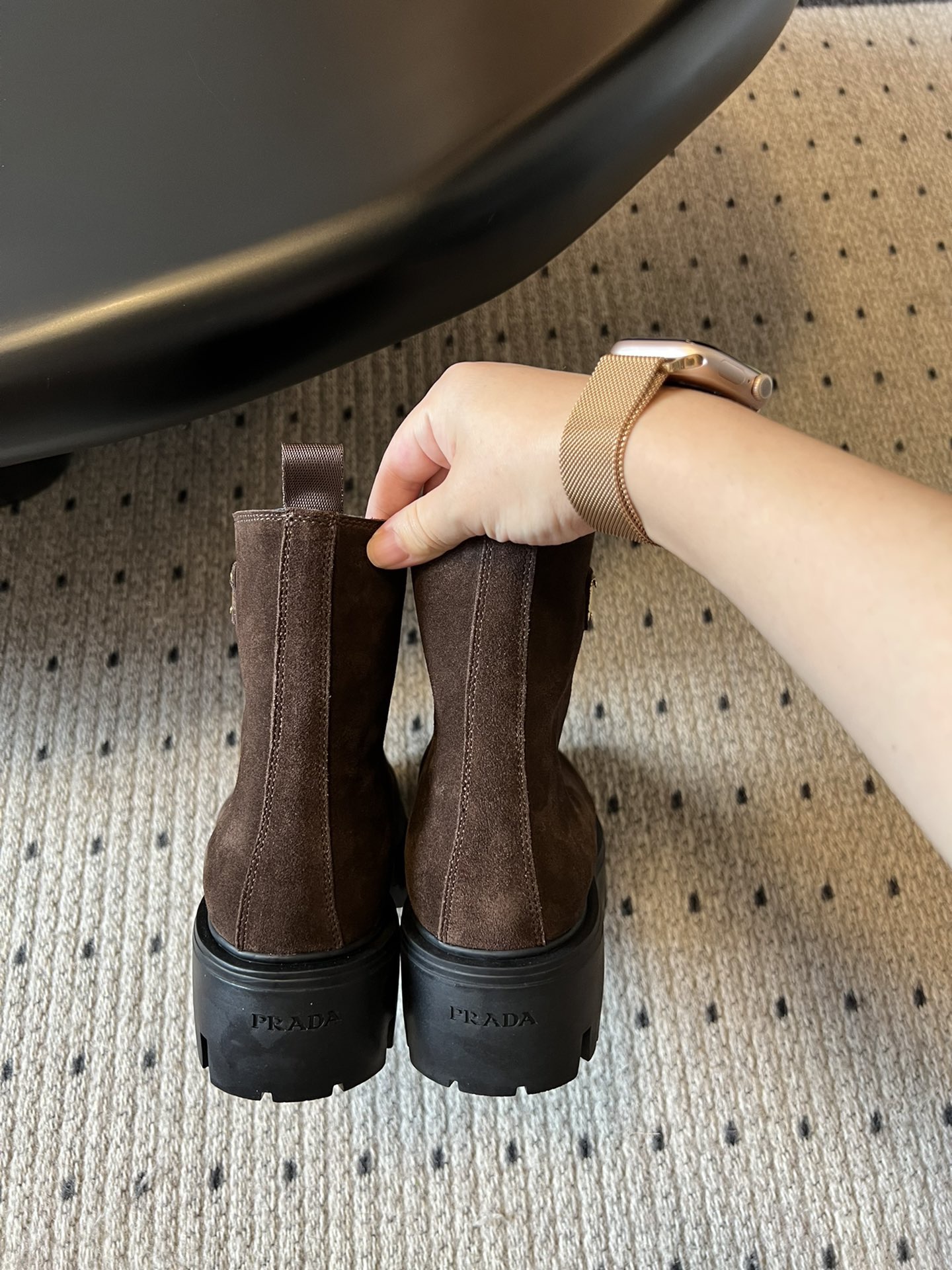 Prada 프라다 모노리스 스웨이드 플랫폼 앵클부츠 7