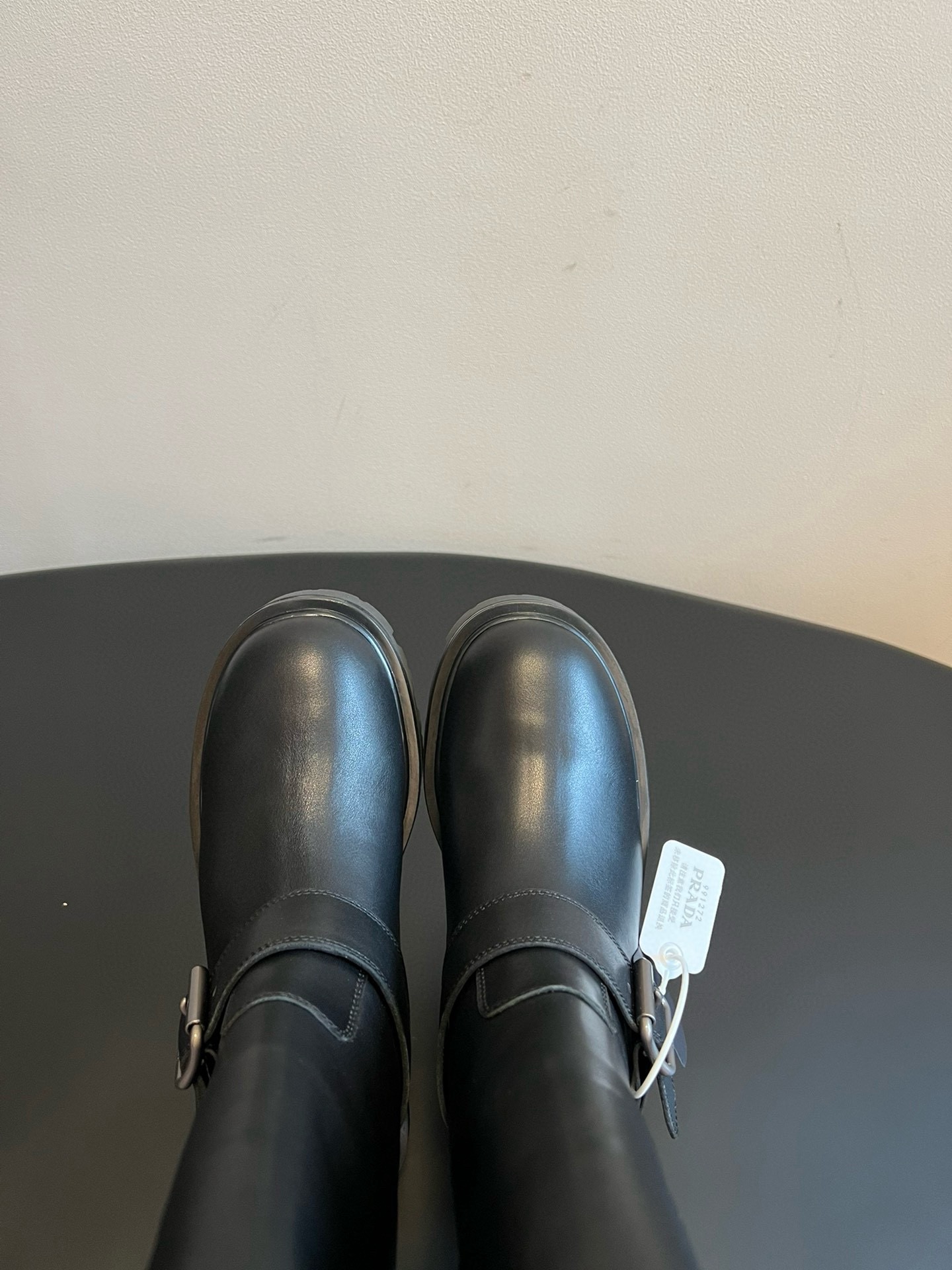 Prada 프라다 모노크롬 러버솔 레더 롱부츠 7