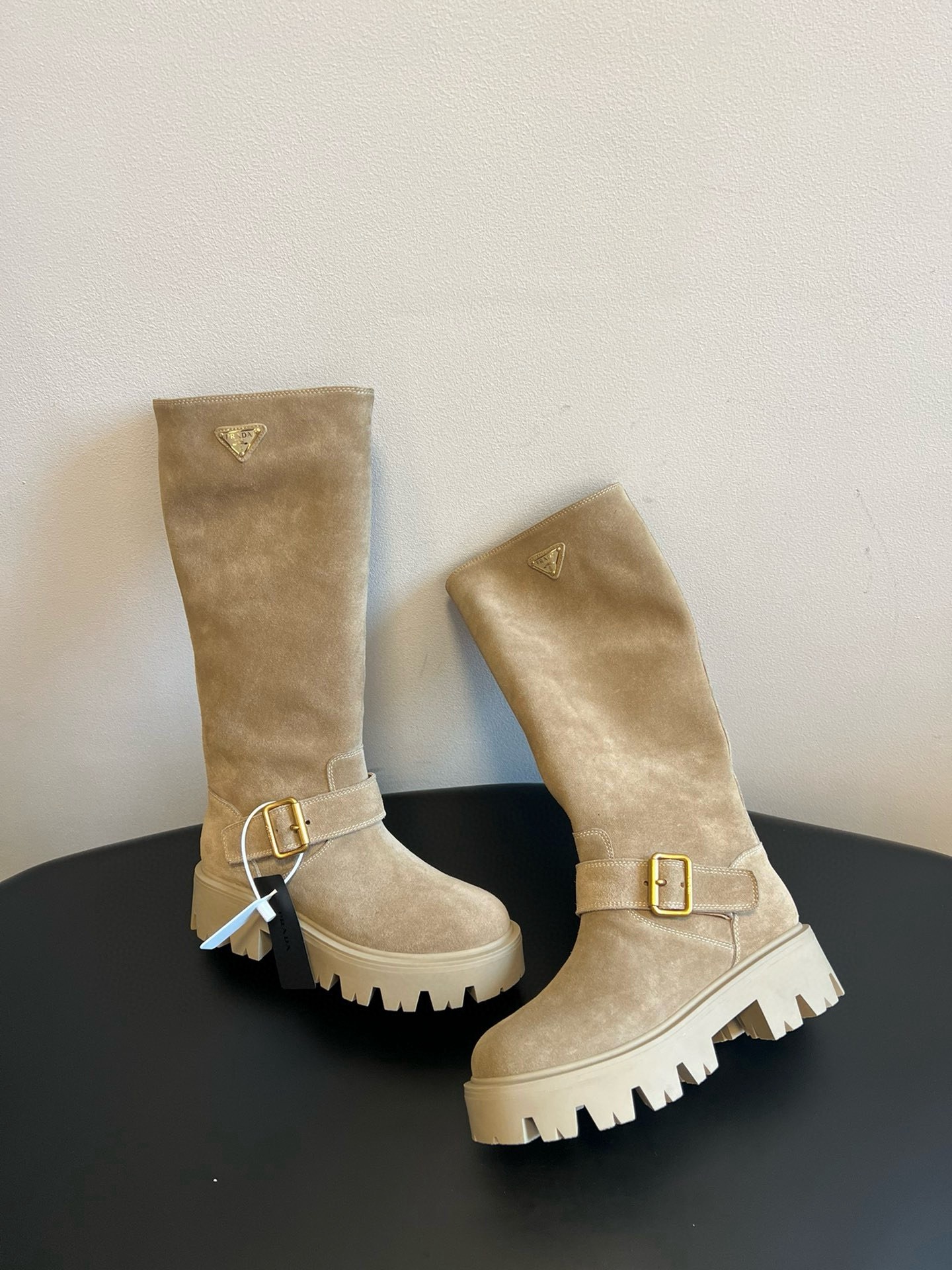 Prada 프라다 모노크롬 러버솔 레더 롱부츠 3