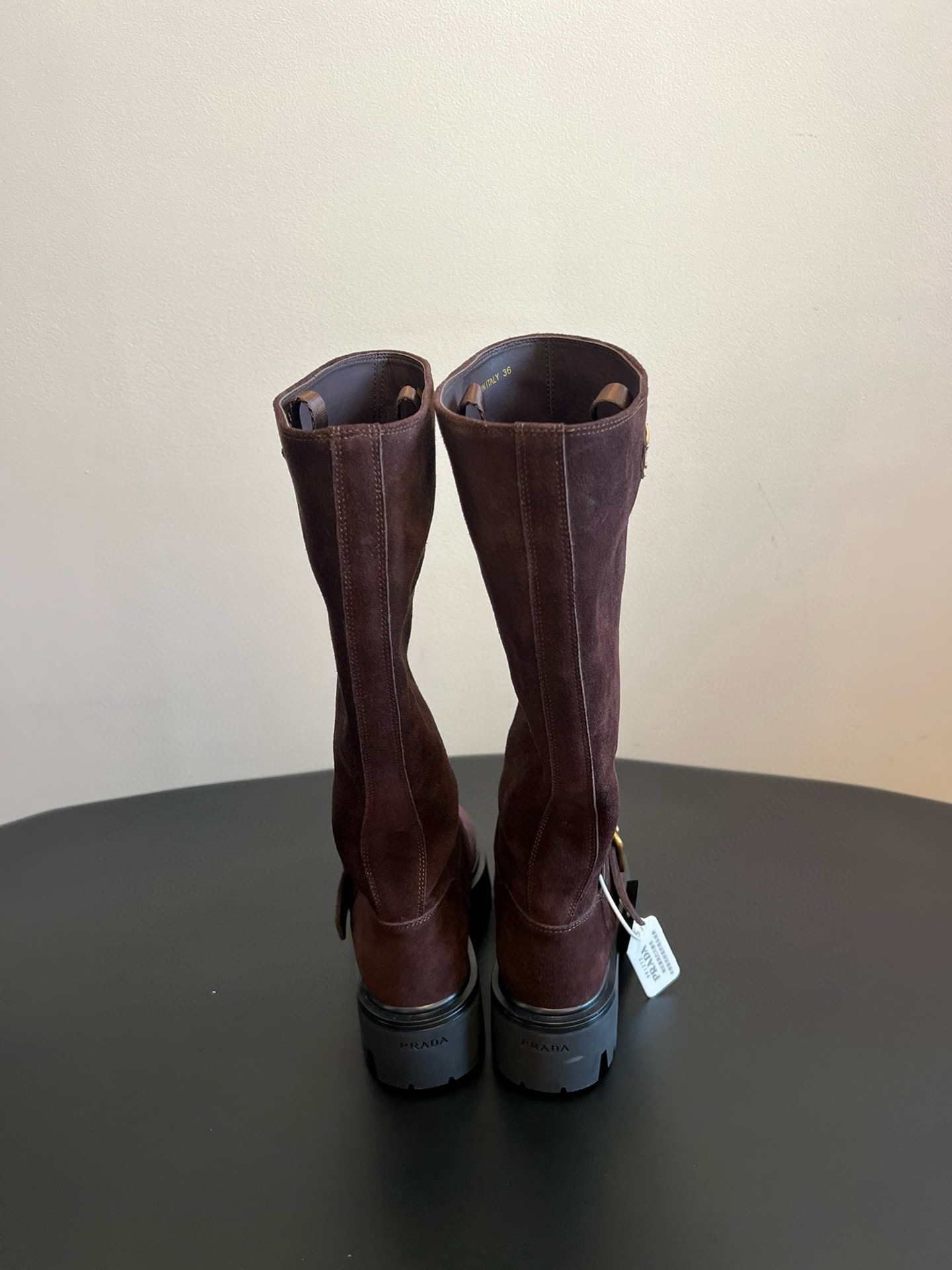 Prada 프라다 모노크롬 러버솔 레더 롱부츠 9