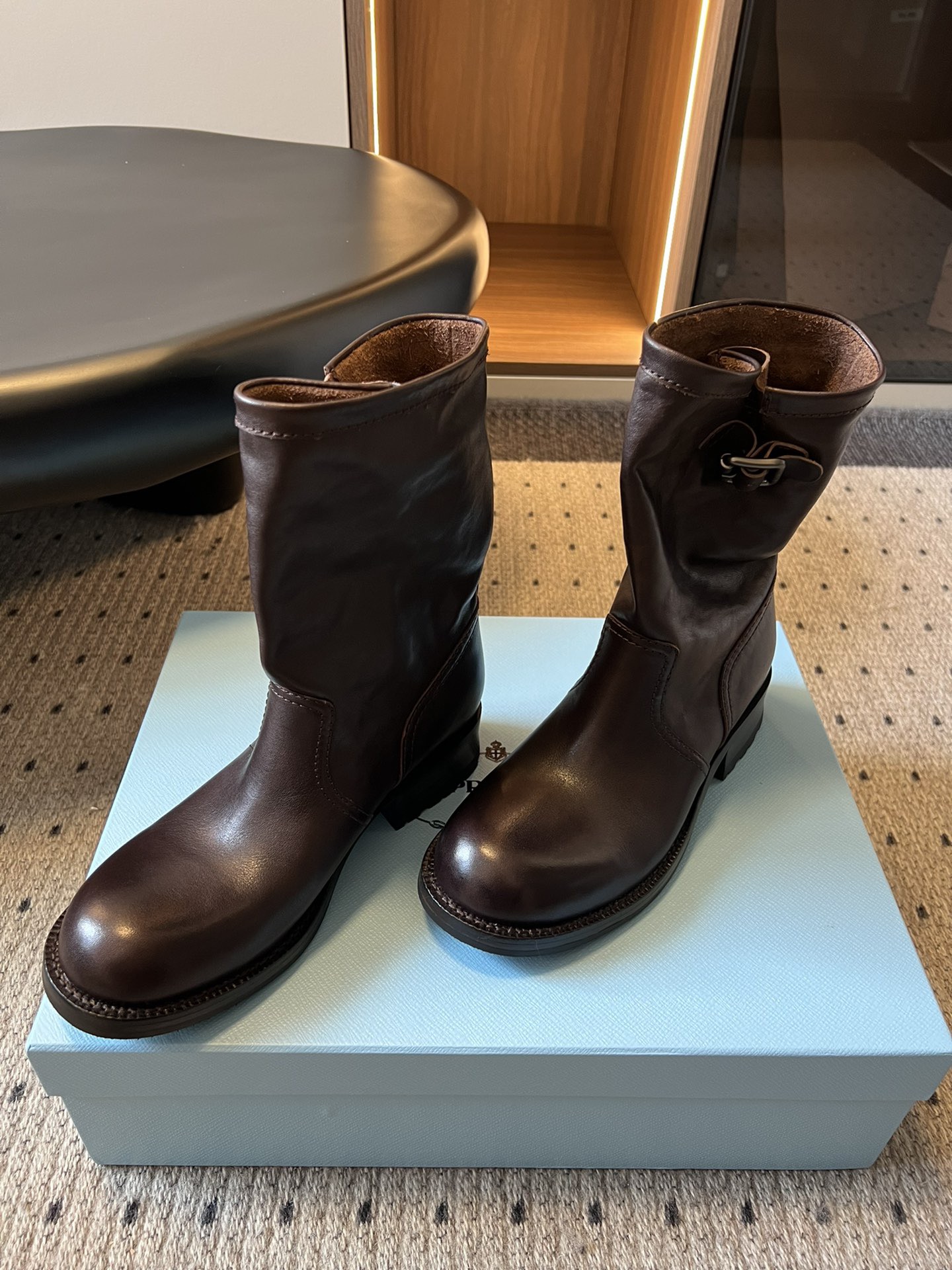 Prada 프라다 Prada 프라다 여성 레더 미들 라이딩 부츠 6