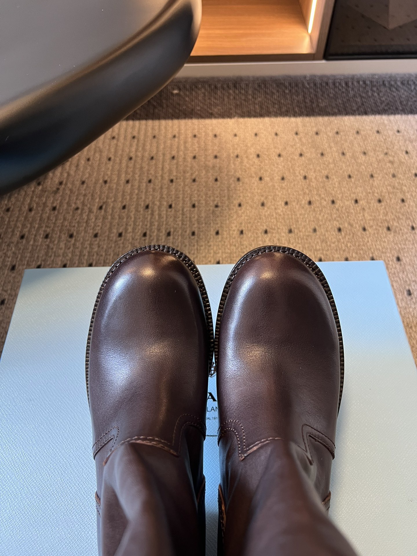 Prada 프라다 Prada 프라다 여성 레더 미들 라이딩 부츠 9