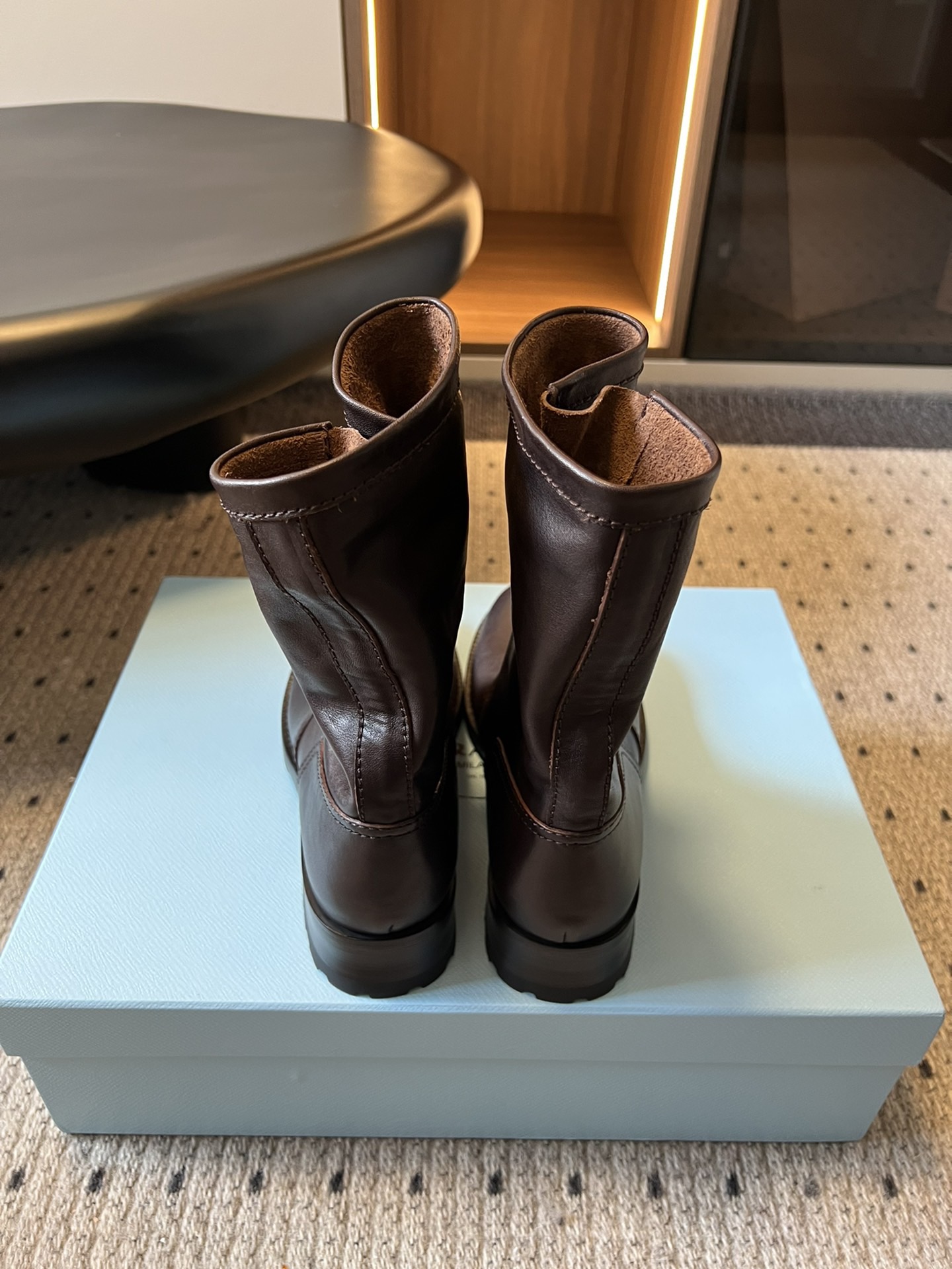 Prada 프라다 Prada 프라다 여성 레더 미들 라이딩 부츠 12