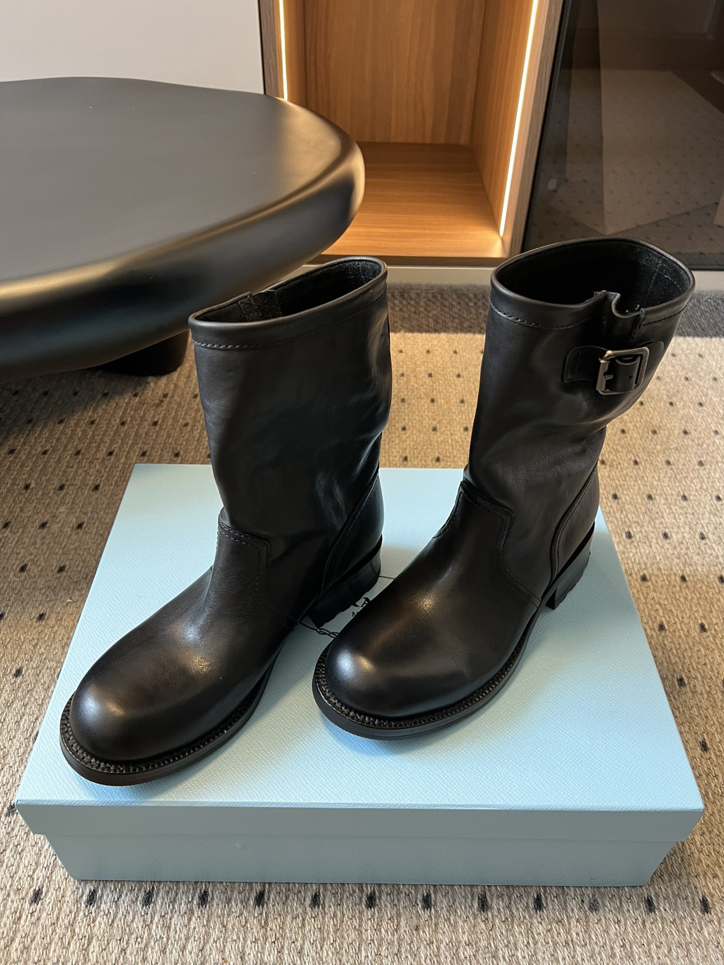 Prada 프라다 Prada 프라다 여성 레더 미들 라이딩 부츠 6