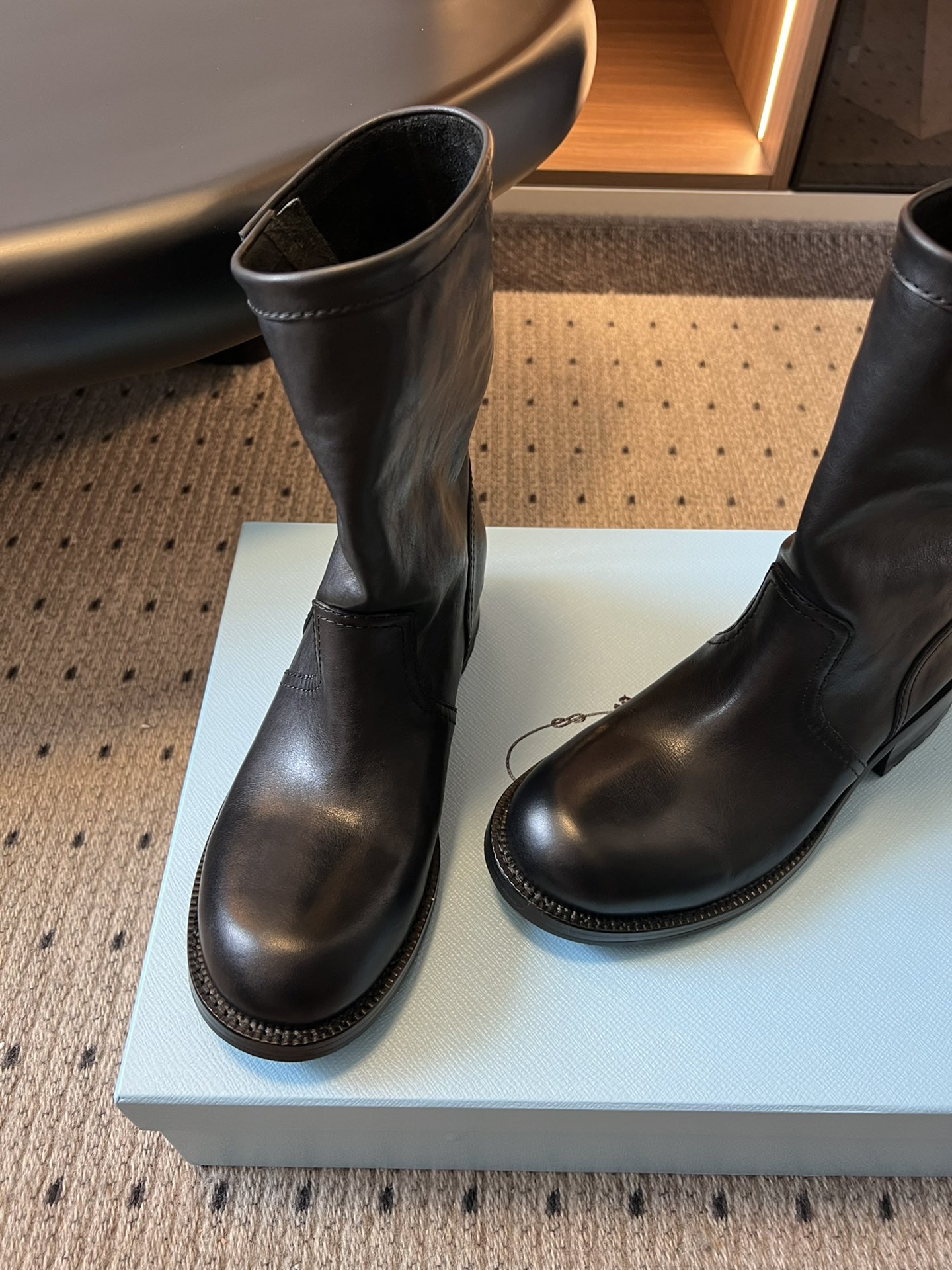 Prada 프라다 Prada 프라다 여성 레더 미들 라이딩 부츠 8